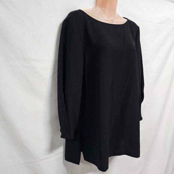 Lafayette 148 Caddie Finesse Crepe Blouse Black Top Blouse Women Size 10 - Picture 12 of 15